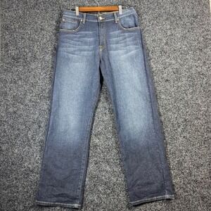 Lucky Brand Dungarees Men Loose Fit Short Length Jeans Size 33 Blue Cotton